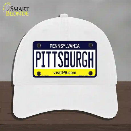 Pittsburgh Pennsylvania State Novelty License Plate Hat Unconstructed Cotton / White