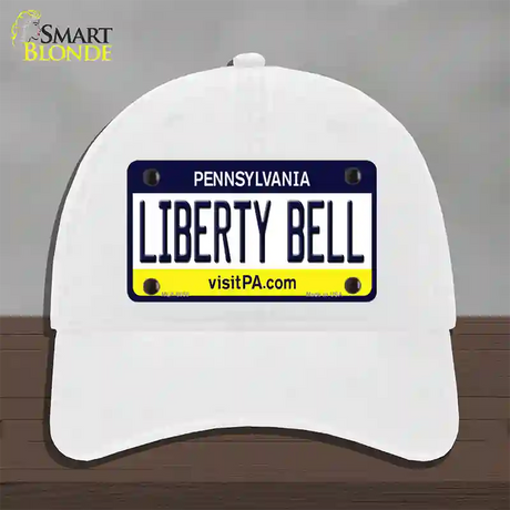 Liberty Bell Pennsylvania State Novelty License Plate Hat Unconstructed Cotton / White