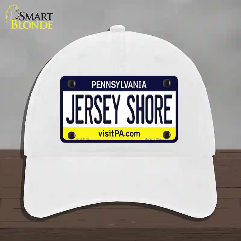 Jersey Shore Pennsylvania State Novelty License Plate Hat Unconstructed Cotton / White
