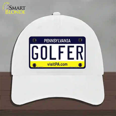 Golfer Pennsylvania State Novelty License Plate Hat Unconstructed Cotton / White