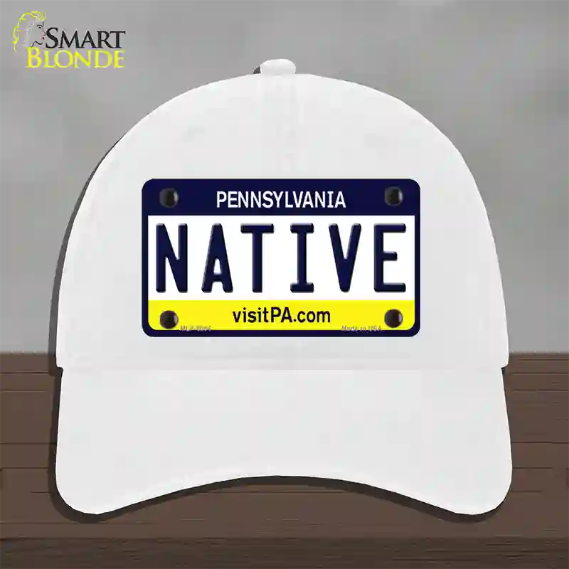 Native Pennsylvania State Novelty License Plate Hat Unconstructed Cotton / White