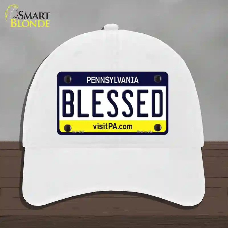 Blessed Pennsylvania State Novelty License Plate Hat Unconstructed Cotton / White