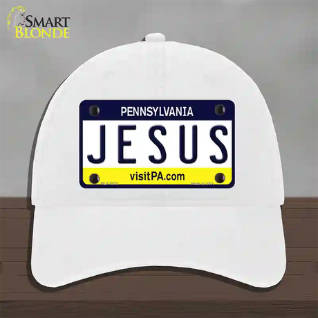 Jesus Pennsylvania State Novelty License Plate Hat Unconstructed Cotton / White