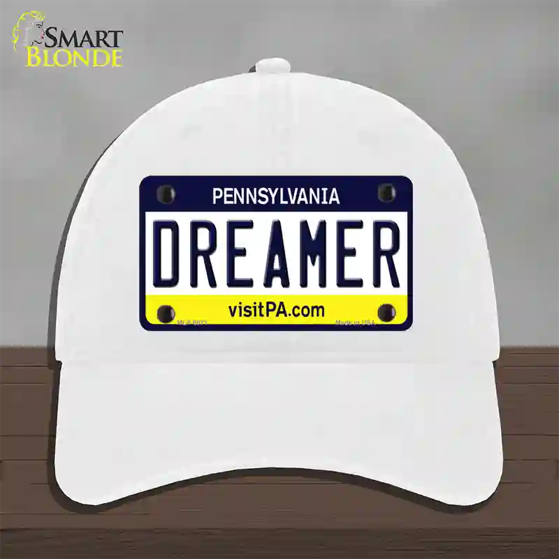Dreamer Pennsylvania State Novelty License Plate Hat Unconstructed Cotton / White