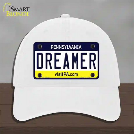 Dreamer Pennsylvania State Novelty License Plate Hat Unconstructed Cotton / White
