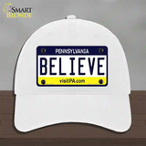 Believe Pennsylvania State Novelty License Plate Hat Unconstructed Cotton / White