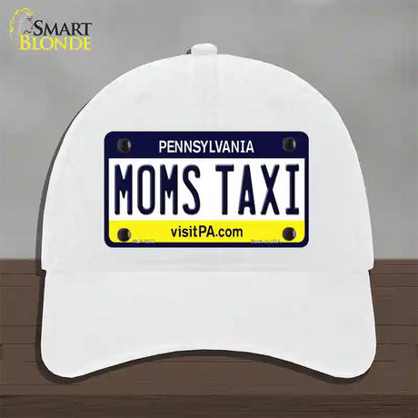 Moms Taxi Pennsylvania State Novelty License Plate Hat Unconstructed Cotton / White