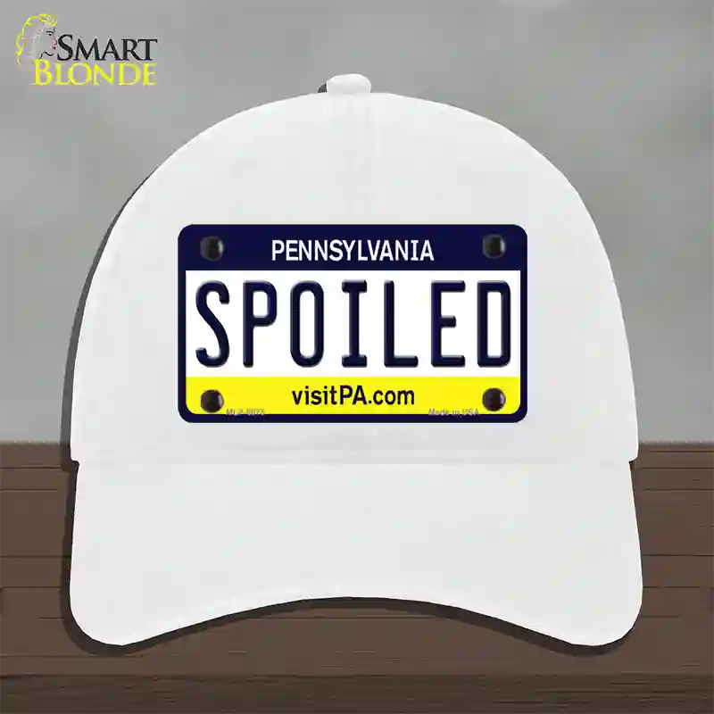 Spoiled Pennsylvania State Novelty License Plate Hat Unconstructed Cotton / White