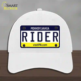 Rider Pennsylvania State Novelty License Plate Hat Unconstructed Cotton / White