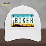 Arizona Biker Novelty License Plate Hat Unconstructed Cotton / White