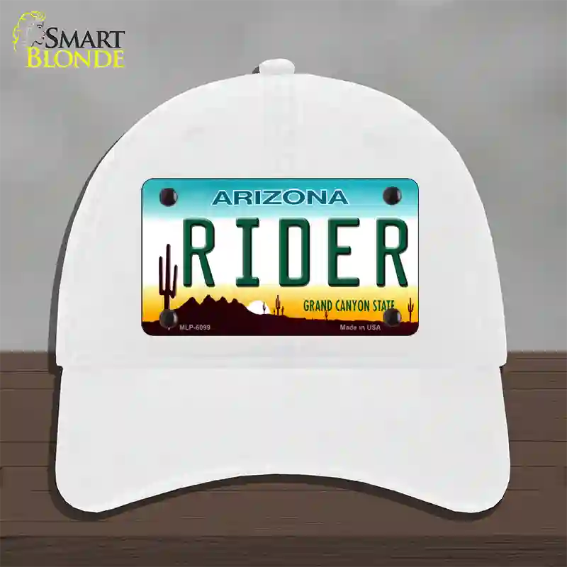 Arizona Rider Novelty License Plate Hat Unconstructed Cotton / White