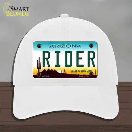 Arizona Rider Novelty License Plate Hat Unconstructed Cotton / White