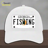 Fishing Georgia Novelty License Plate Hat Unconstructed Cotton / White