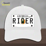 Rider Georgia Novelty License Plate Hat Unconstructed Cotton / White