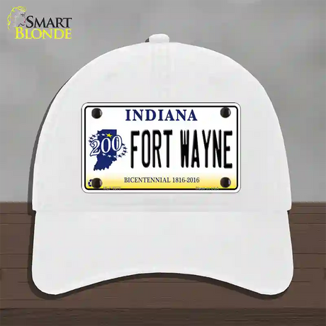 Fort Wayne Indiana Novelty License Plate Hat Unconstructed Cotton / White