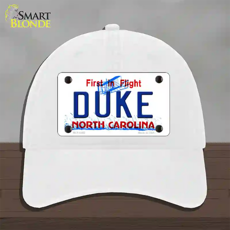 Duke North Carolina Novelty License Plate Hat Unconstructed Cotton / White