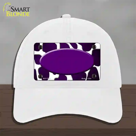 Purple White Oval Giraffe Oil Rubbed Novelty License Plate Hat Unconstructed Cotton / White
