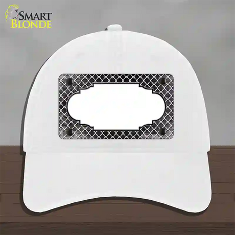 Black White Quatrefoil Scallop Oil Rubbed Novelty License Plate Hat Unconstructed Cotton / White