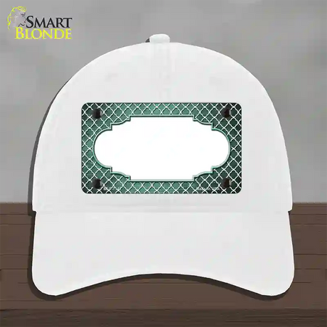 Mint White Quatrefoil Scallop Oil Rubbed Novelty License Plate Hat Unconstructed Cotton / White