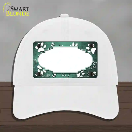Paw Scallop Mint White Novelty License Plate Hat Unconstructed Cotton / White