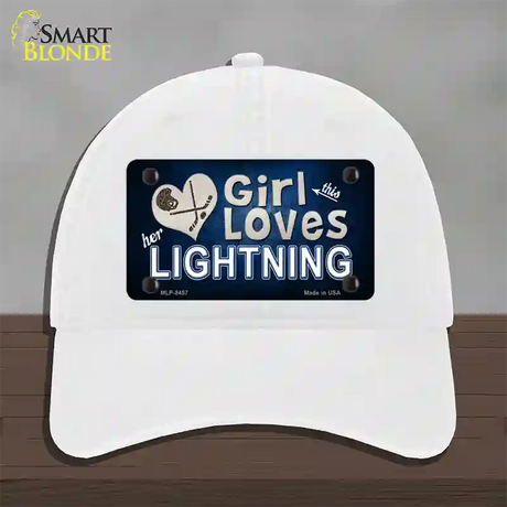 This Girl Loves Her Lightning Novelty License Plate Hat Unconstructed Cotton / White