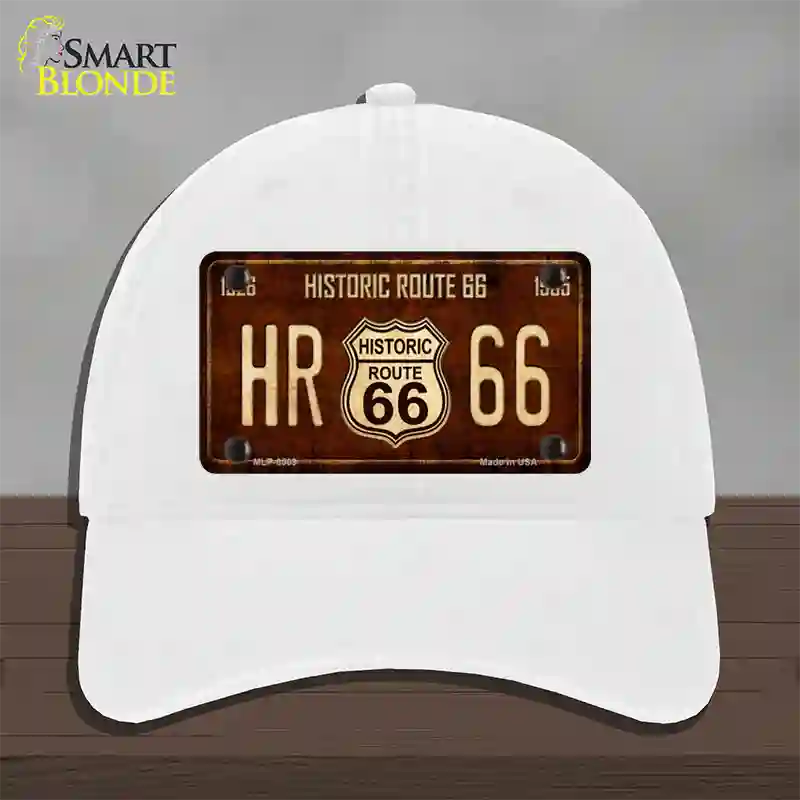 Historic Route 66 Vintage Novelty License Plate Hat Unconstructed Cotton White