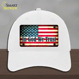 In God We Trust American Flag Novelty License Plate Hat Unconstructed Cotton / White