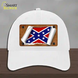 Confederate Flag Scroll Novelty License Plate Hat Unconstructed Cotton / White
