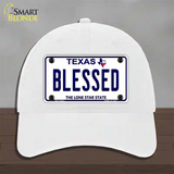 Blessed Texas Novelty License Plate Hat Unconstructed Cotton / White