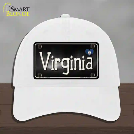 Virginia Flag Script Novelty License Plate Hat Unconstructed Cotton / White