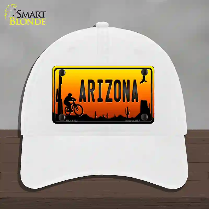 Biker Arizona Scenic Novelty License Plate Hat Unconstructed Cotton / White