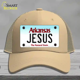Jesus Arkansas Novelty License Plate Hat Mesh / Khaki