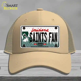 Saints Fan Louisiana Novelty License Plate Hat Mesh / Khaki
