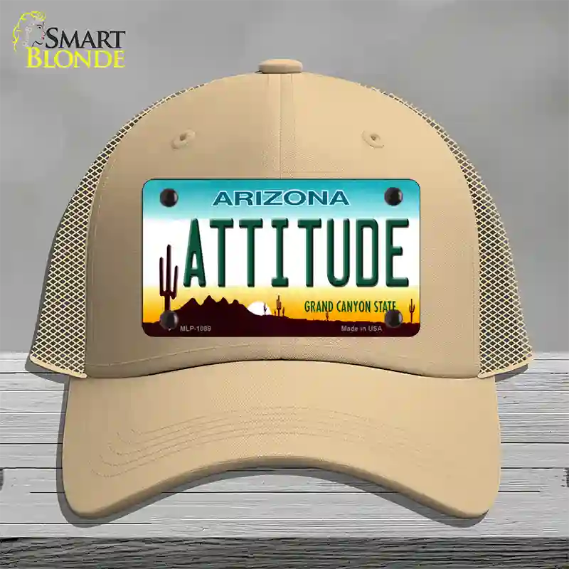 Arizona Attitude Novelty License Plate Hat Mesh / Khaki