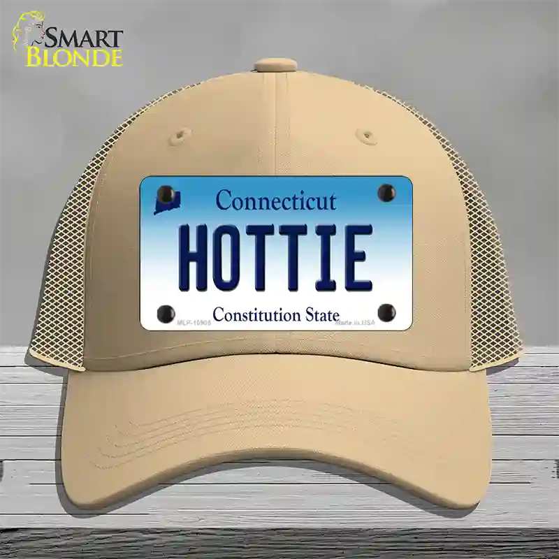 Hottie Connecticut Novelty License Plate Hat Mesh / Khaki