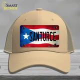 Santurce Puerto Rico Flag Novelty License Plate Hat Mesh / Khaki