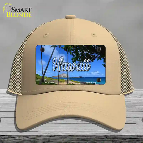 Hawaii Palm Trees State Novelty License Plate Hat Mesh / Khaki