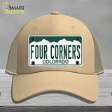 Four Corners Colorado Novelty License Plate Hat Mesh Khaki
