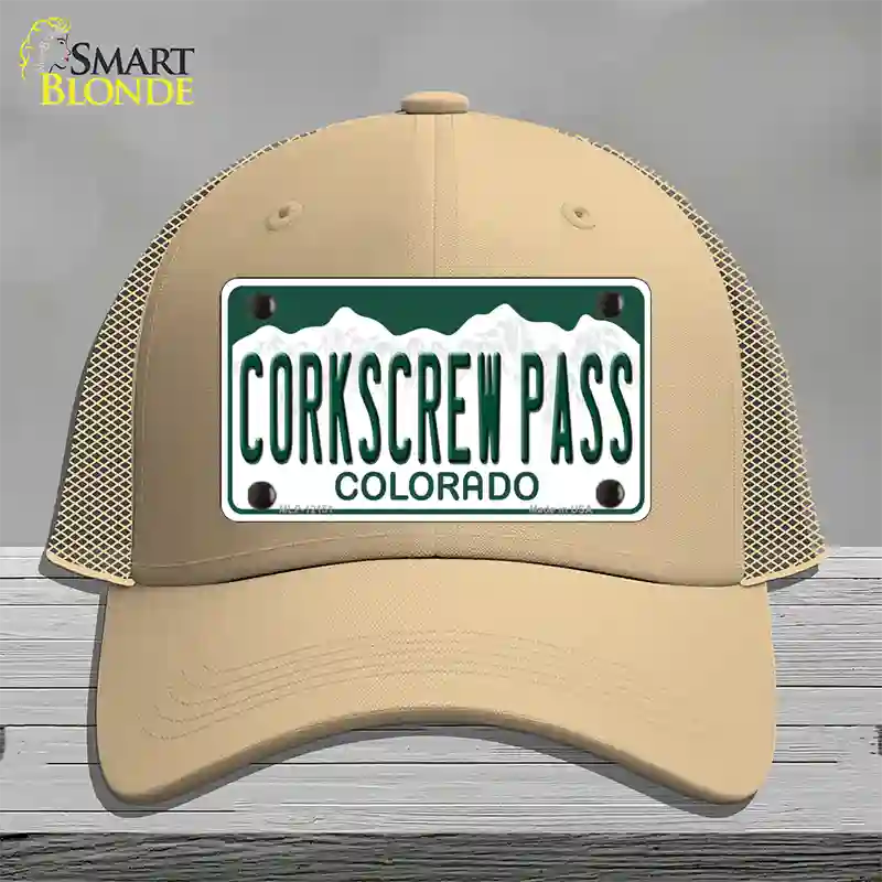 Corkscrew Pass Colorado Novelty License Plate Hat Mesh Khaki