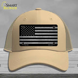 American Flag Black and Gray Novelty License Plate Hat Mesh Khaki