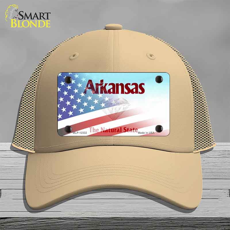 Arkansas with American Flag Novelty License Plate Hat HAT-MLP-12332