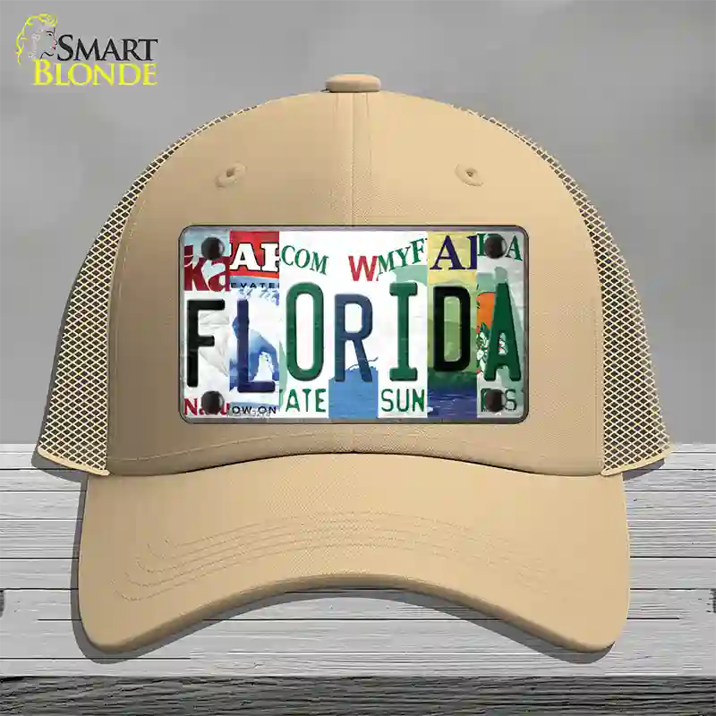 Florida Strip Art Novelty License Plate Hat Tag Mesh Khaki