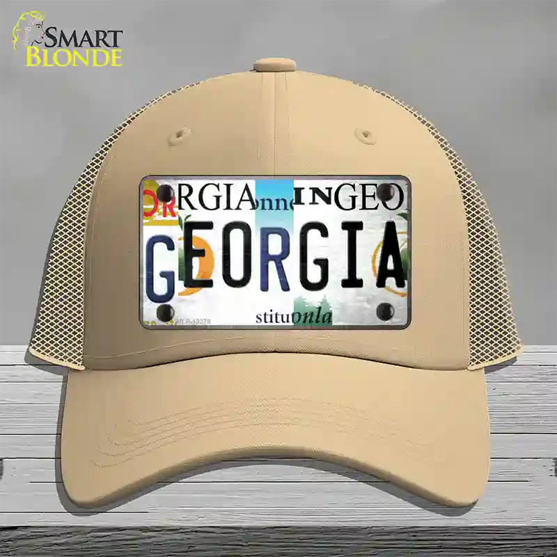 Georgia Strip Art Novelty License Plate Hat Tag Mesh Khaki