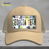 Georgia Tech Strip Art Novelty License Plate Hat Tag Mesh Khaki
