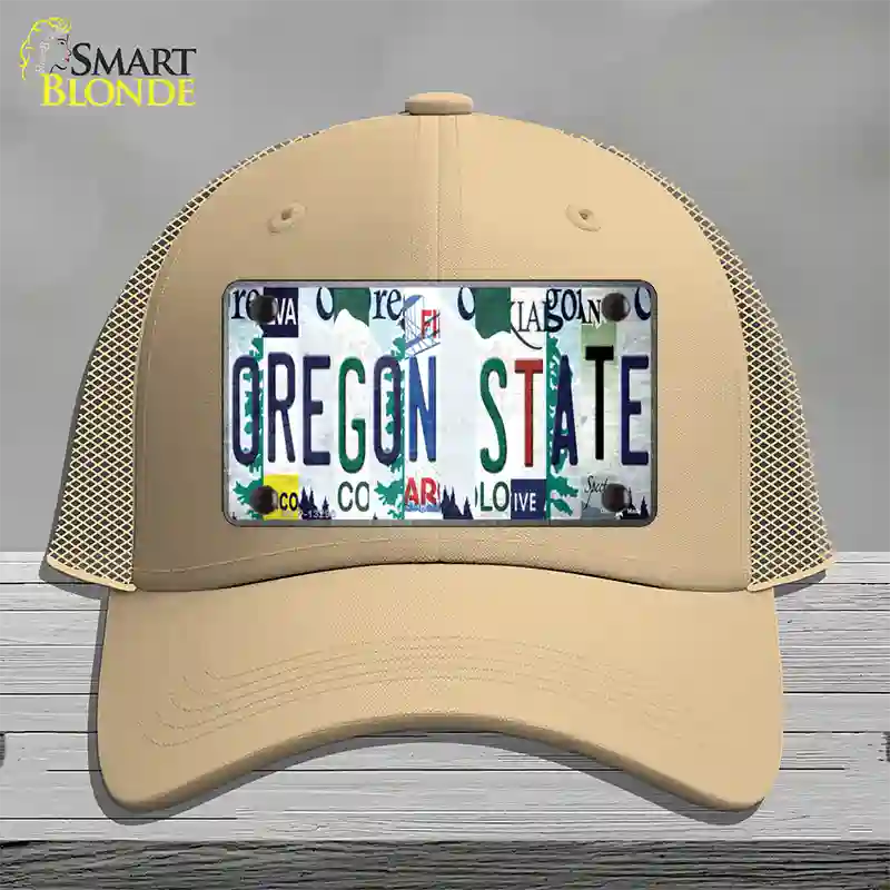 Oregon State Strip Art Novelty License Plate Hat Tag Mesh Khaki