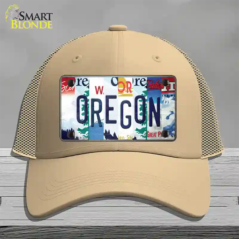 Oregon Strip Art Novelty License Plate Hat Tag Mesh Khaki