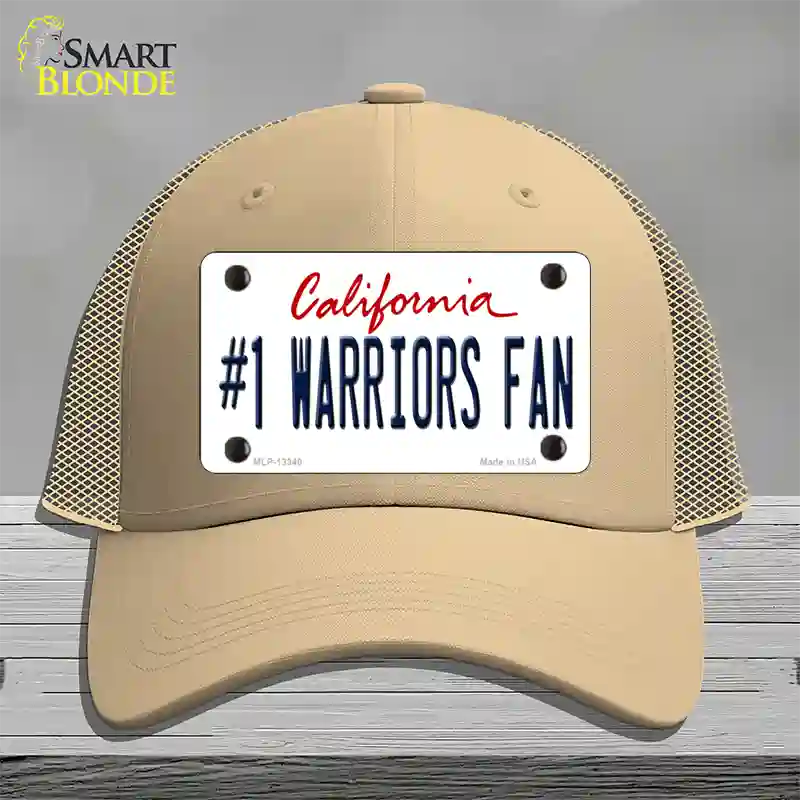 Number 1 Warriors Fan Novelty License Plate Hat Tag Mesh Khaki