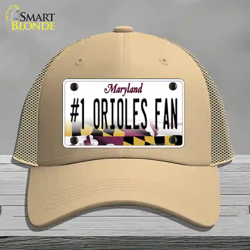 Number 1 Orioles Fan Novelty License Plate Hat Tag Mesh Khaki