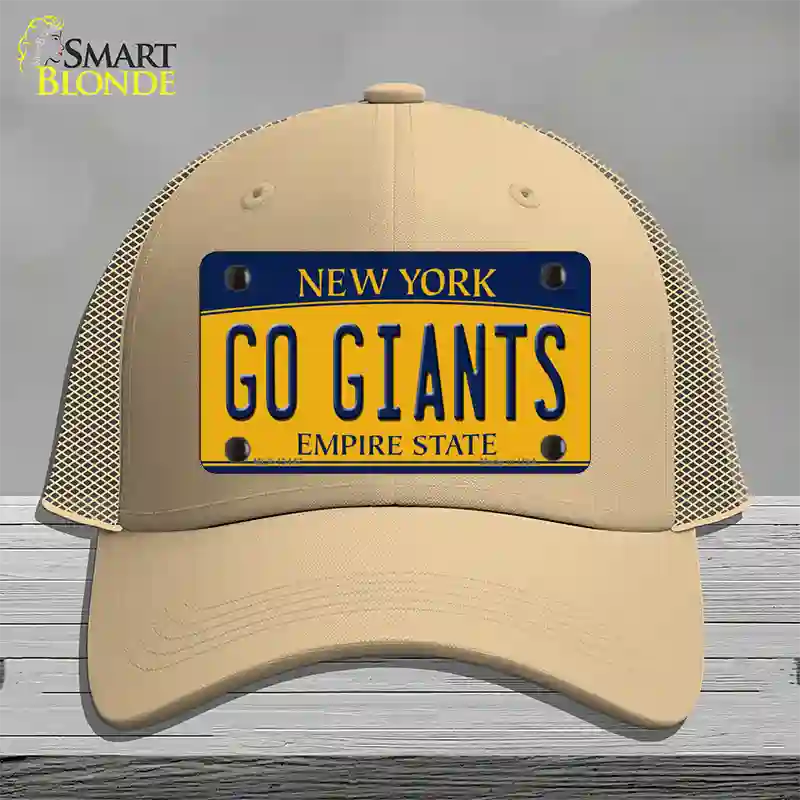 New York Go Giants Novelty License Plate Hat Tag Mesh Khaki
