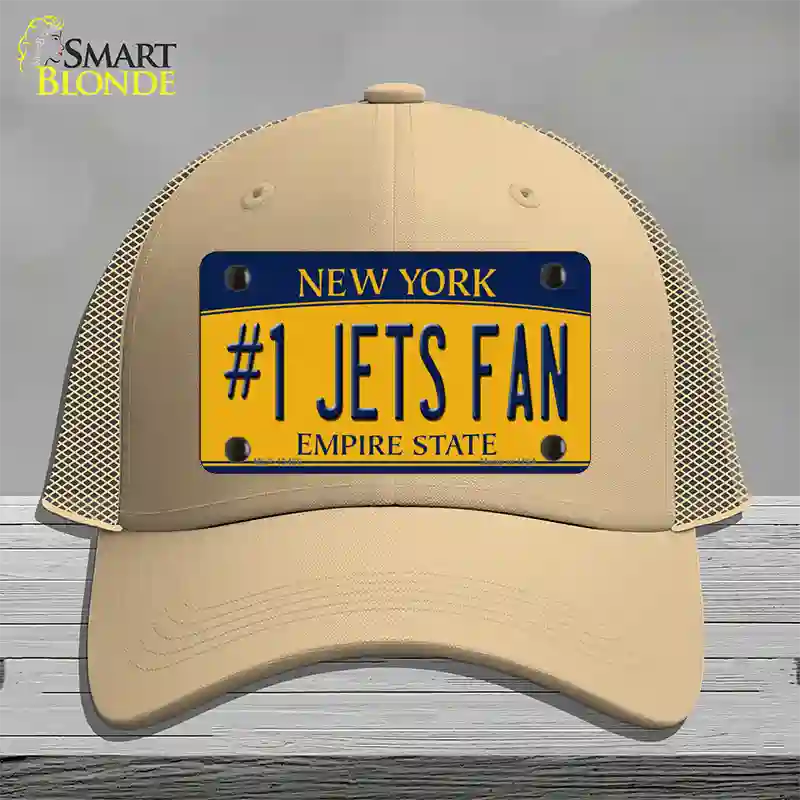 Number 1 Jets Fan New York Novelty License Plate Hat Tag Mesh Khaki